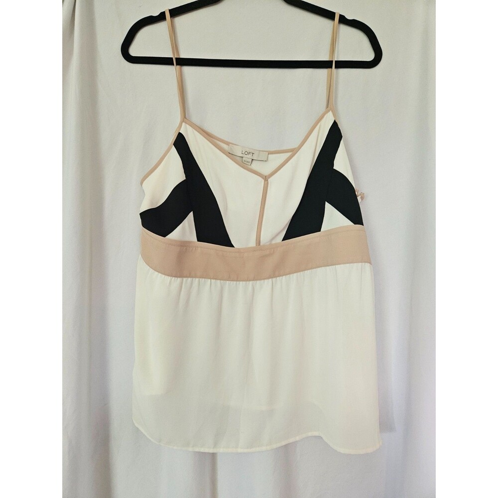 Loft Tank Top Ladies 14 Cream Sleeveless Lightweight Side Zip Casual Womens‎